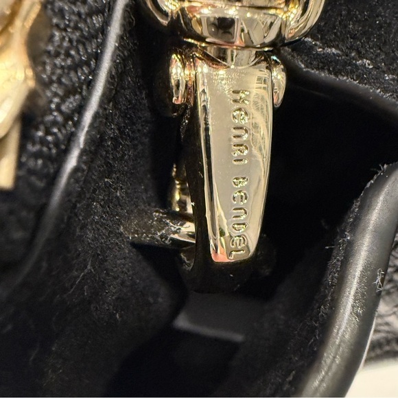 Henri Bendel Tilda Crossbody / Clutch Bag Black Pebble Leather Gold Chain Strap - Picture 8 of 15